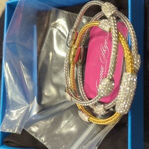 NWOT Emma Skye set of 3 Gold and Silver magnetic bracelet with stones